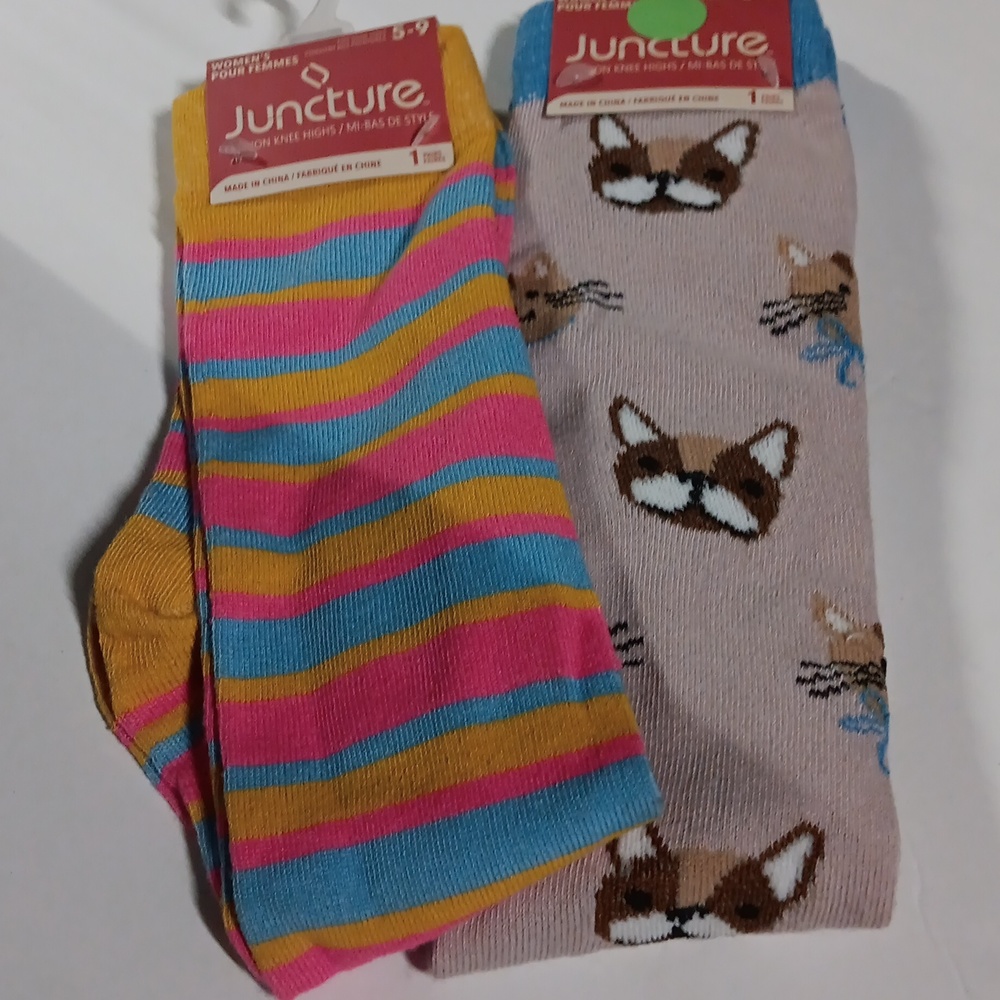 Ladies sock bundle kitty cays and pink stripes  sb3